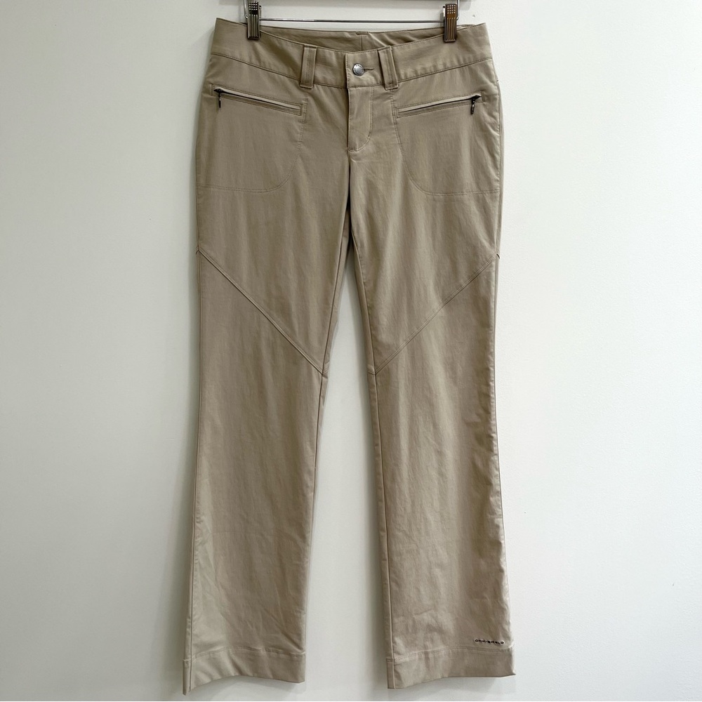 Woman’s Columbia Omni-shield tan nylon zipper pockets hiking outdoor pants 6